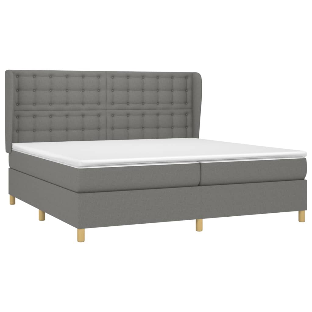 Giroletto a Molle con Materasso Grigio Scuro 200x200 cm Tessuto | homemem39