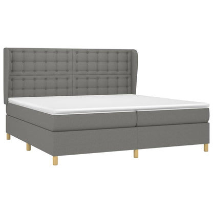 Giroletto a Molle con Materasso Grigio Scuro 200x200 cm Tessuto | homemem39
