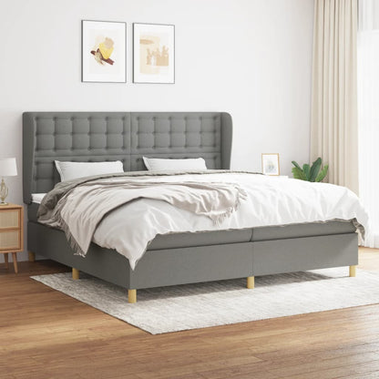 Giroletto a Molle con Materasso Grigio Scuro 200x200 cm Tessuto | homemem39