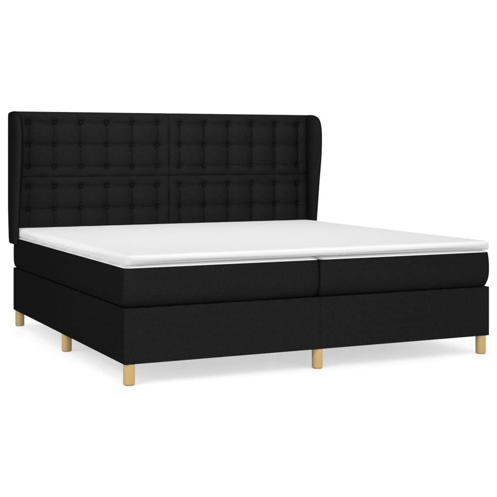 Giroletto a Molle con Materasso Nero 200x200 cm in Tessuto | homemem39