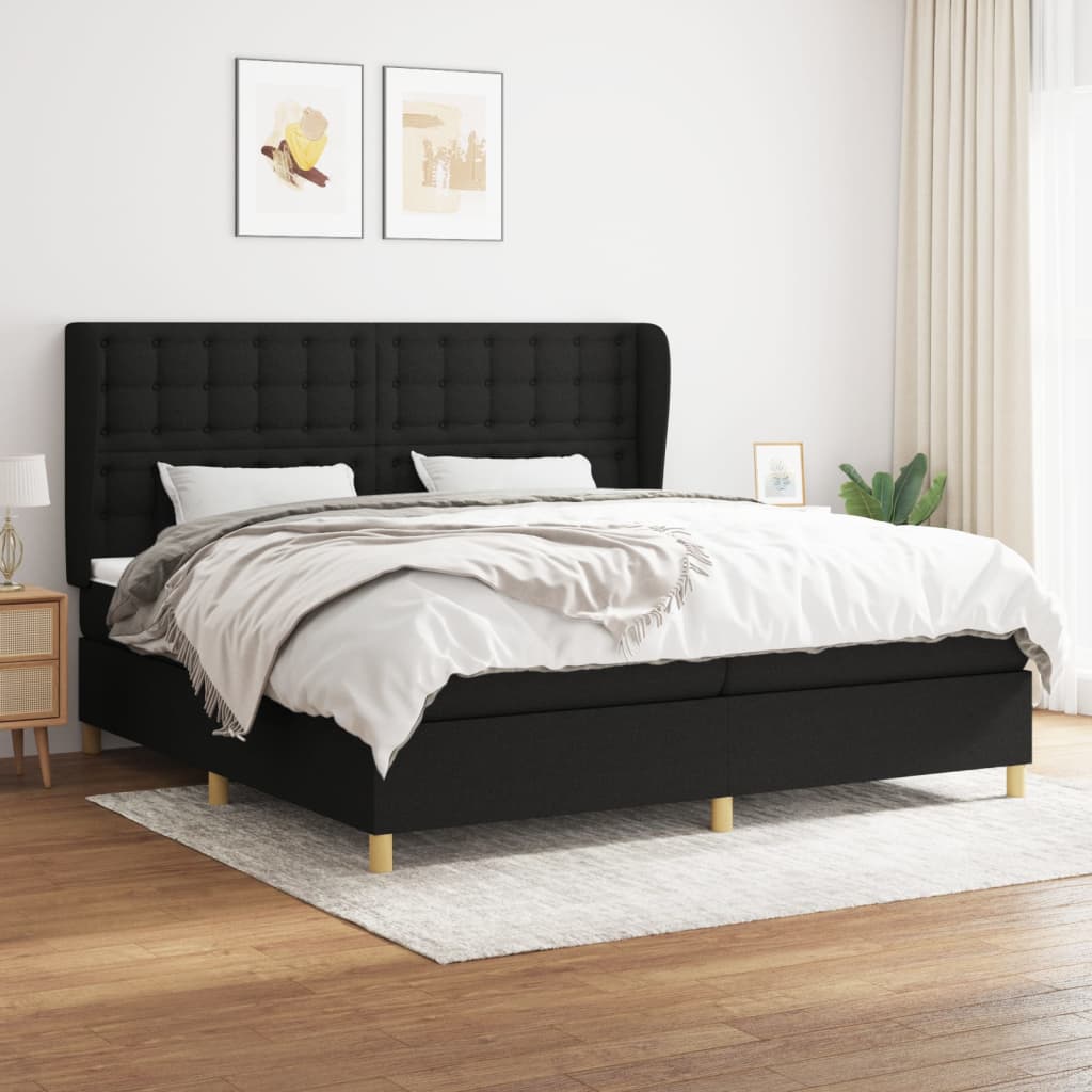 Giroletto a Molle con Materasso Nero 200x200 cm in Tessuto | homemem39