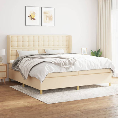 Giroletto a Molle con Materasso Crema 200x200 cm in Tessuto | homemem39