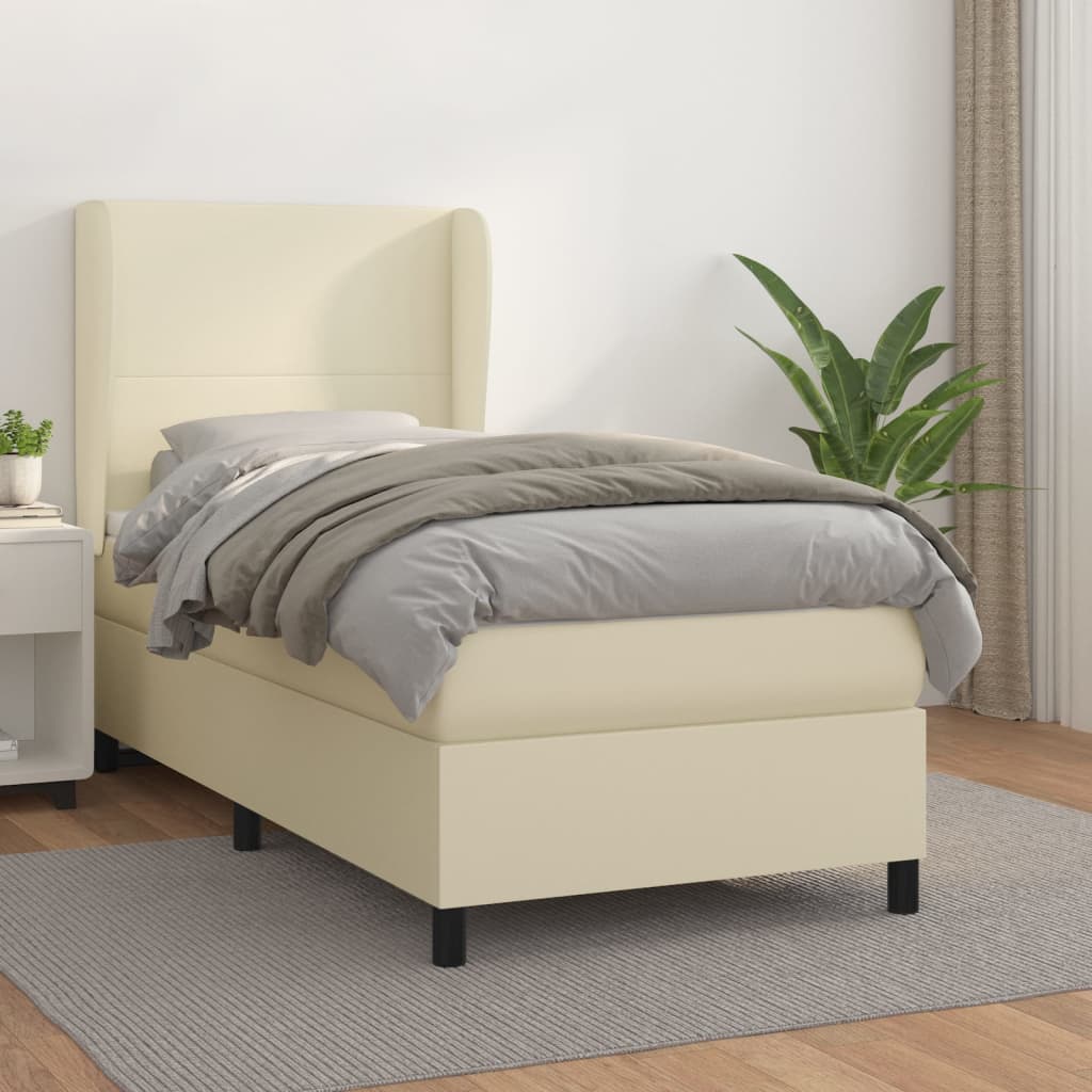 Giroletto a Molle con Materasso Crema 80x200 cm in Similpelle | homemem39