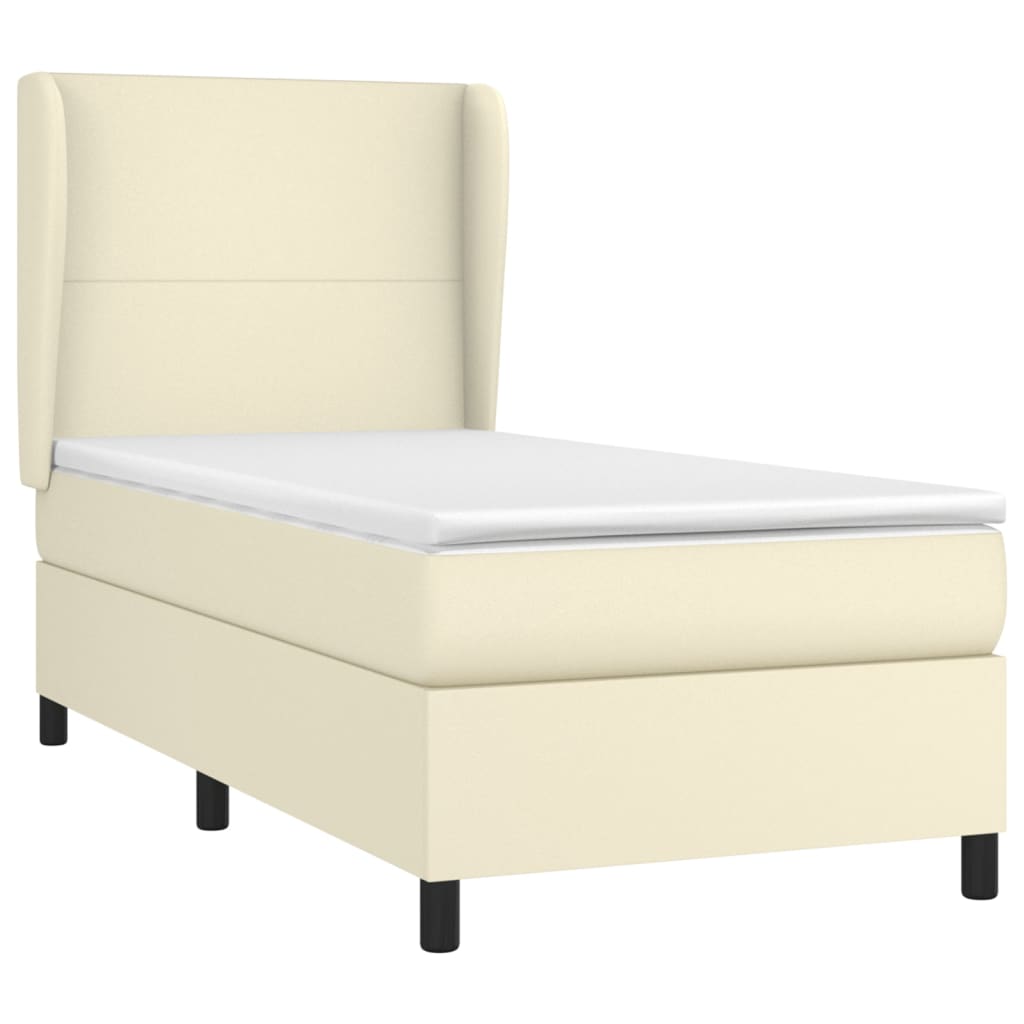 Giroletto a Molle con Materasso Crema 90x190 cm in Similpelle | homemem39