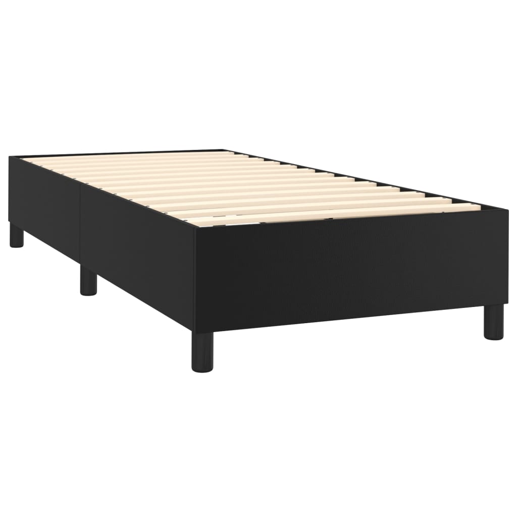 Spring bed frame with black mattress 90x200 cm in imitation leather