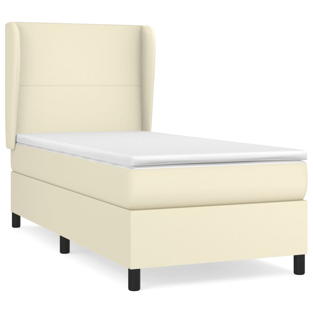 Giroletto a Molle con Materasso Crema 100x200 cm in Similpelle | homemem39