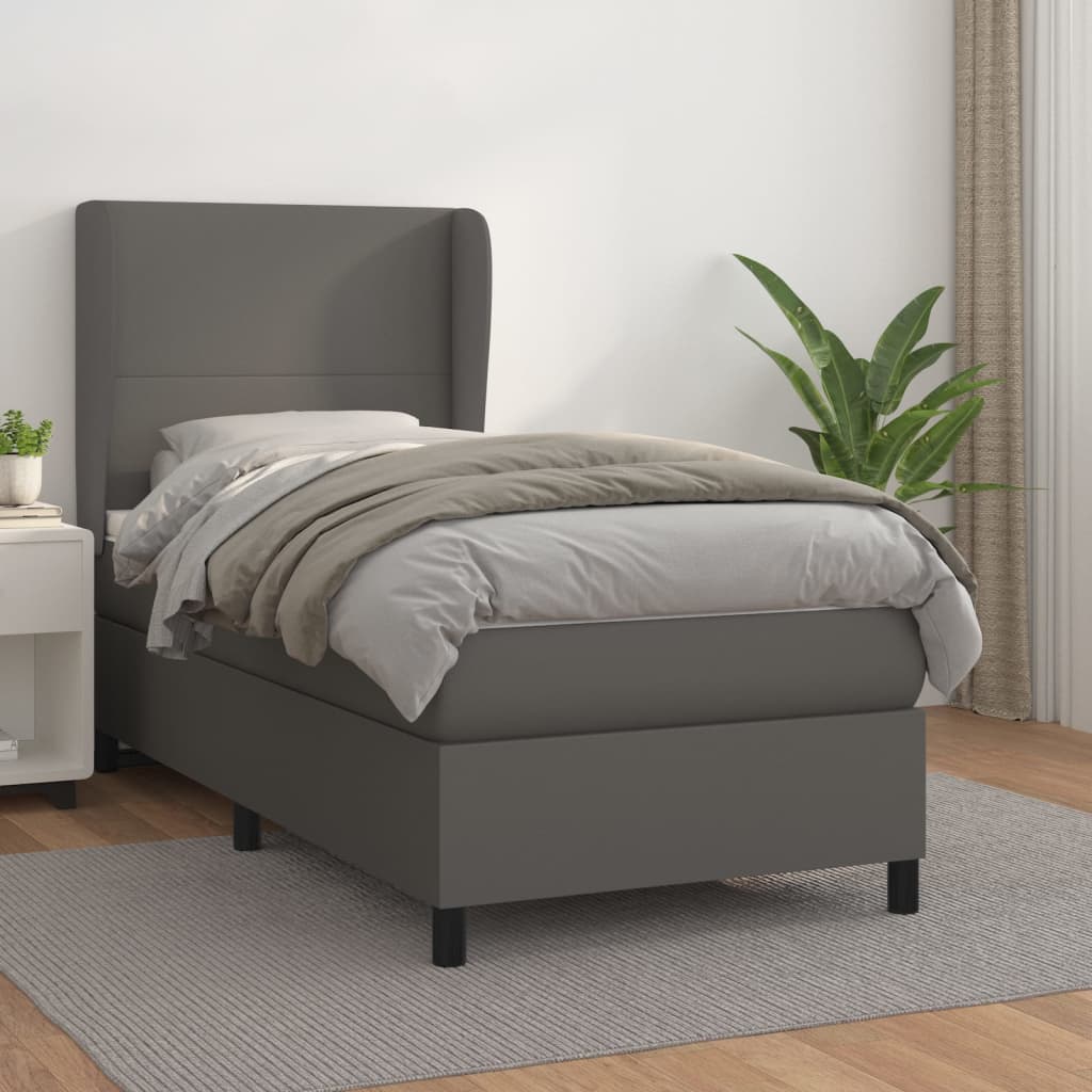 Giroletto a Molle con Materasso Grigio 100x200 cm in Similpelle | homemem39