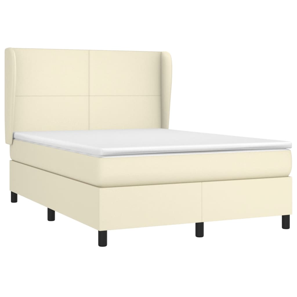 Giroletto a Molle con Materasso Crema 140x200 cm in Similpelle | homemem39