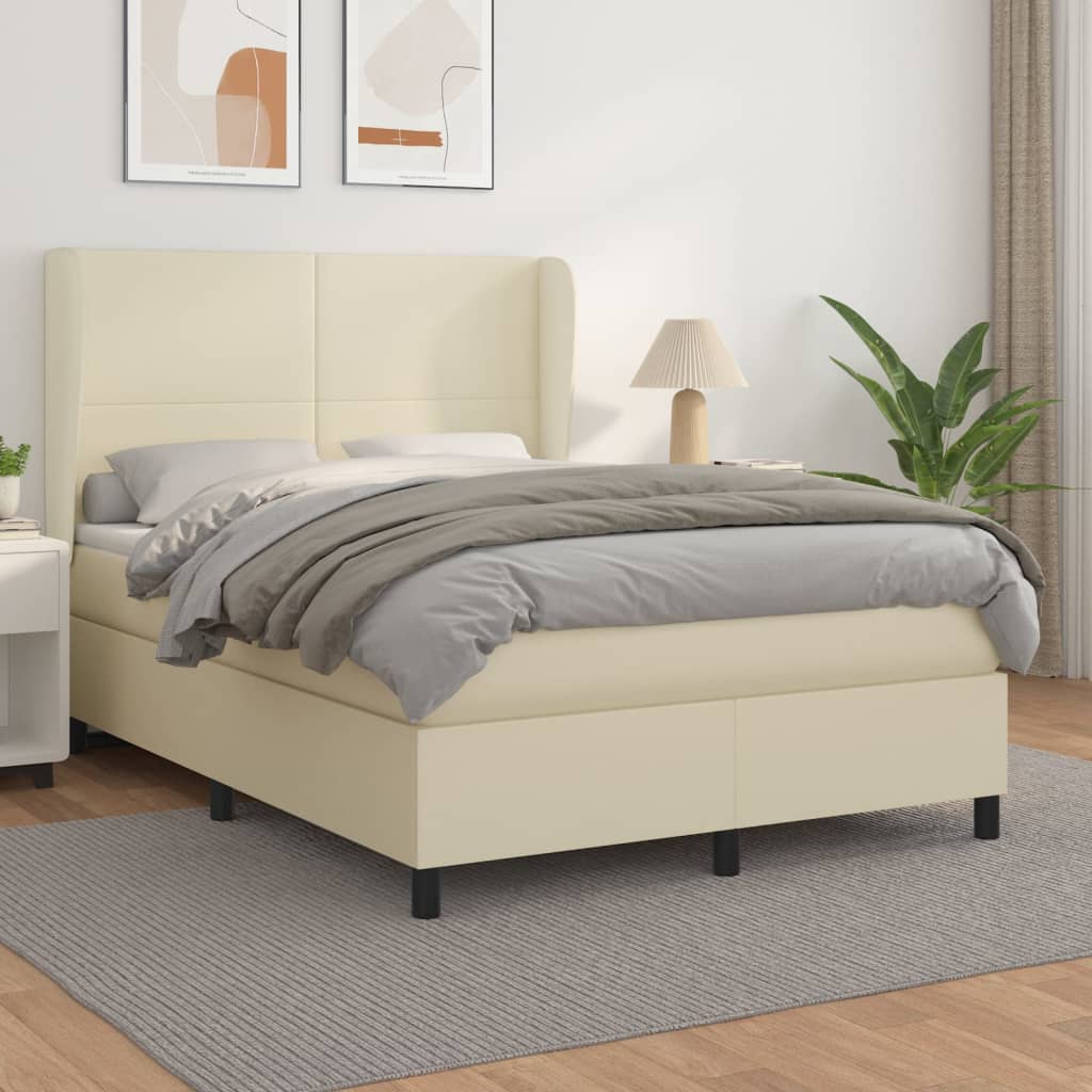 Giroletto a Molle con Materasso Crema 140x200 cm in Similpelle | homemem39
