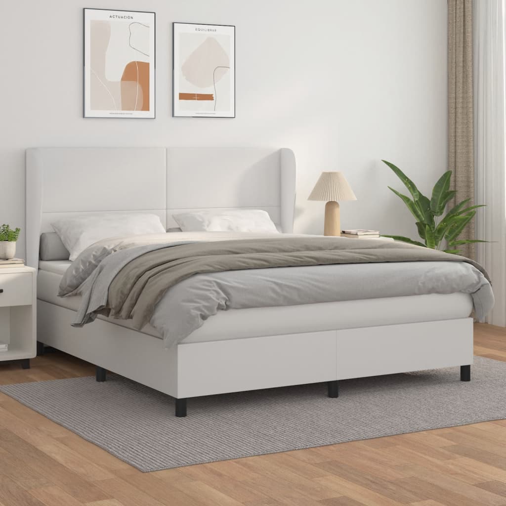 Giroletto a Molle con Materasso Bianco 160x200 cm in Similpelle | homemem39