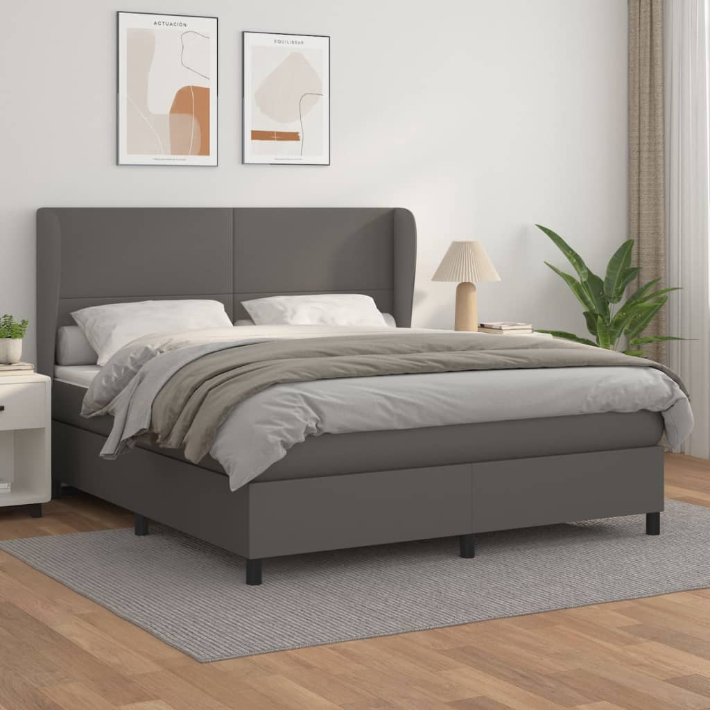 Giroletto a Molle con Materasso Grigio 160x200 cm in Similpelle | homemem39