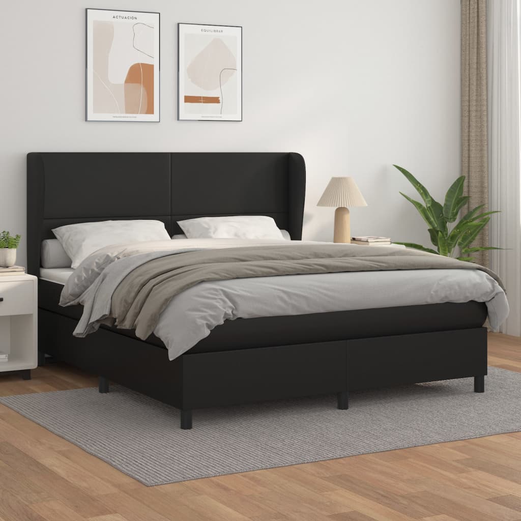 Giroletto a Molle con Materasso Nero 180x200 cm in Similpelle | homemem39