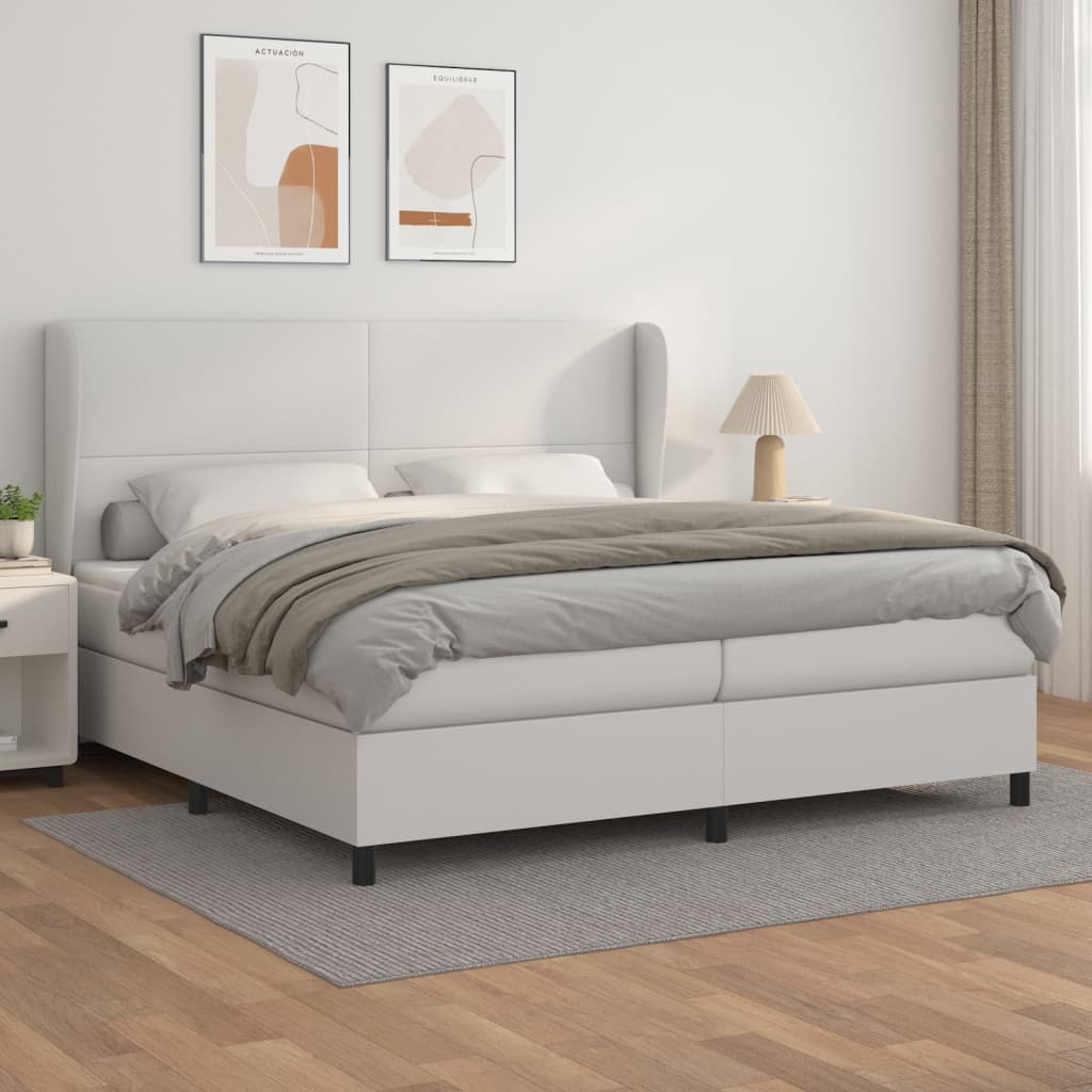 Giroletto a Molle con Materasso Bianco 200x200cm in Similpelle | homemem39