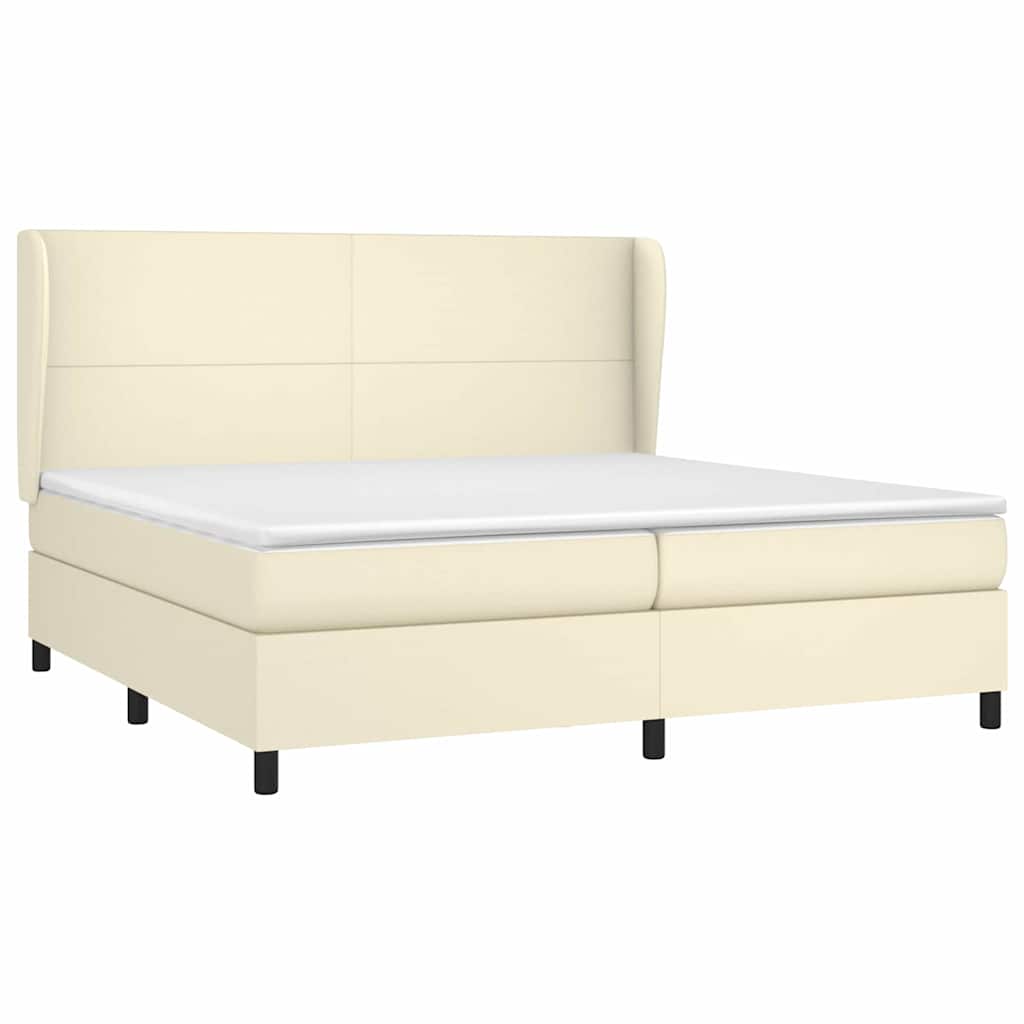Giroletto a Molle con Materasso Crema 200x200 cm in Similpelle