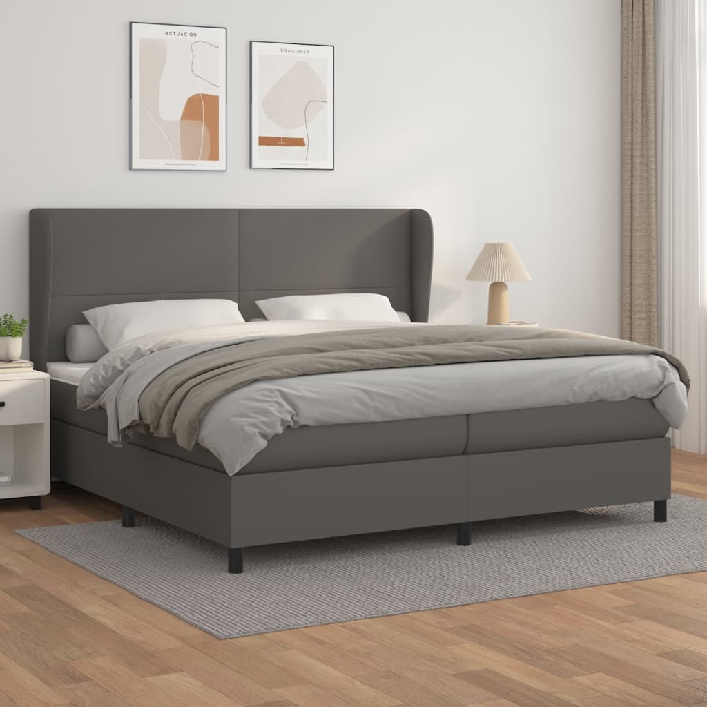 Giroletto a Molle con Materasso Grgio 200x200 cm in Similpelle | homemem39