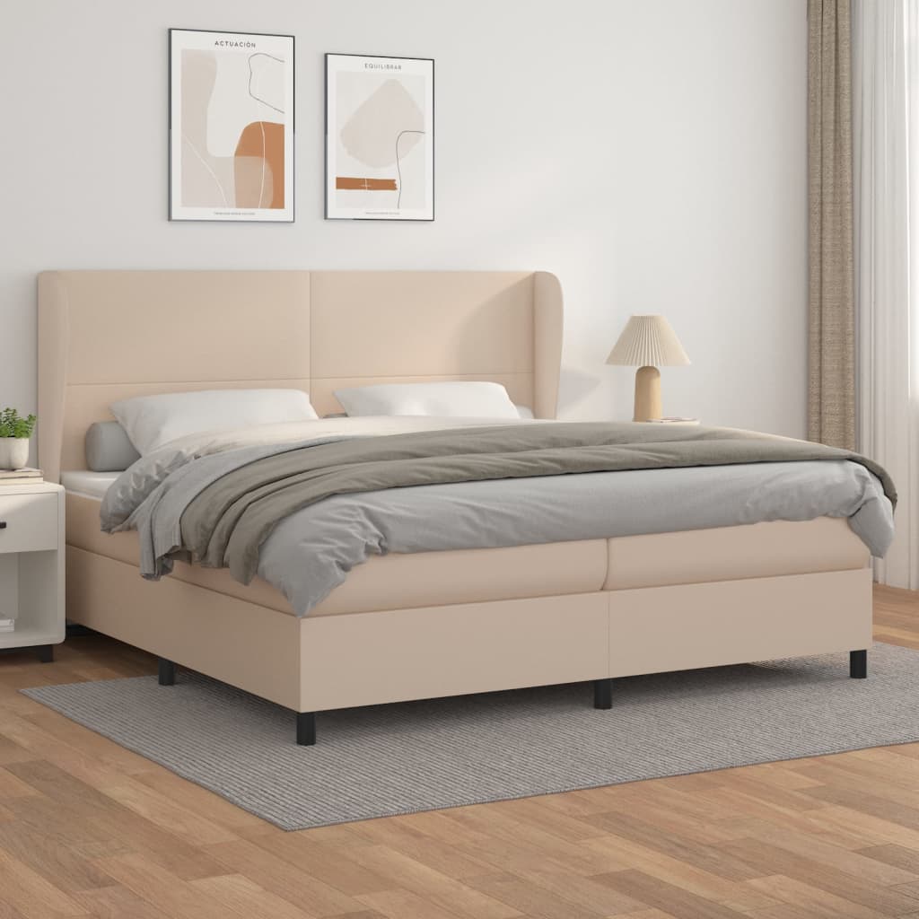 Giroletto a Molle con Materasso Cappuccino 200x200cm Similpelle | homemem39