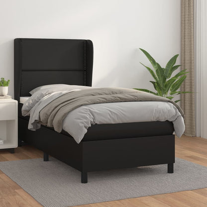 Giroletto a Molle con Materasso Nero 90x190 cm in Similpelle | homemem39