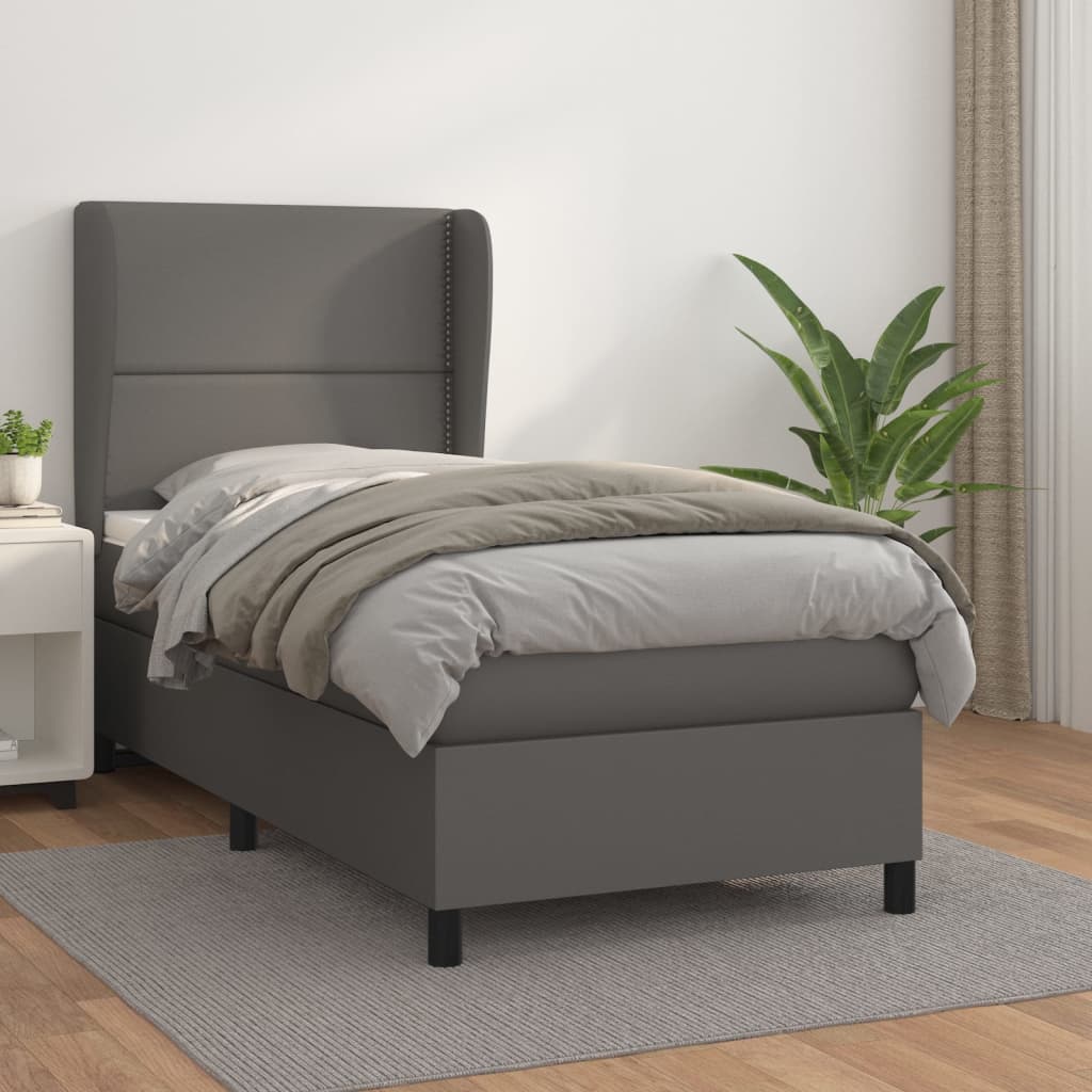 Giroletto a Molle con Materasso Grigio 100x200 cm in Similpelle | homemem39
