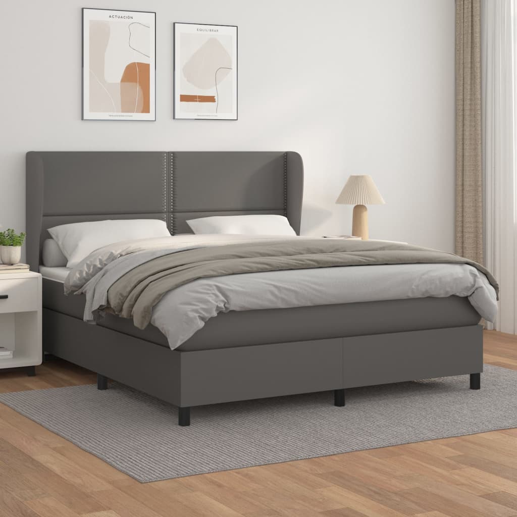 Giroletto a Molle con Materasso Grgio 180x200 cm in Similpelle | homemem39
