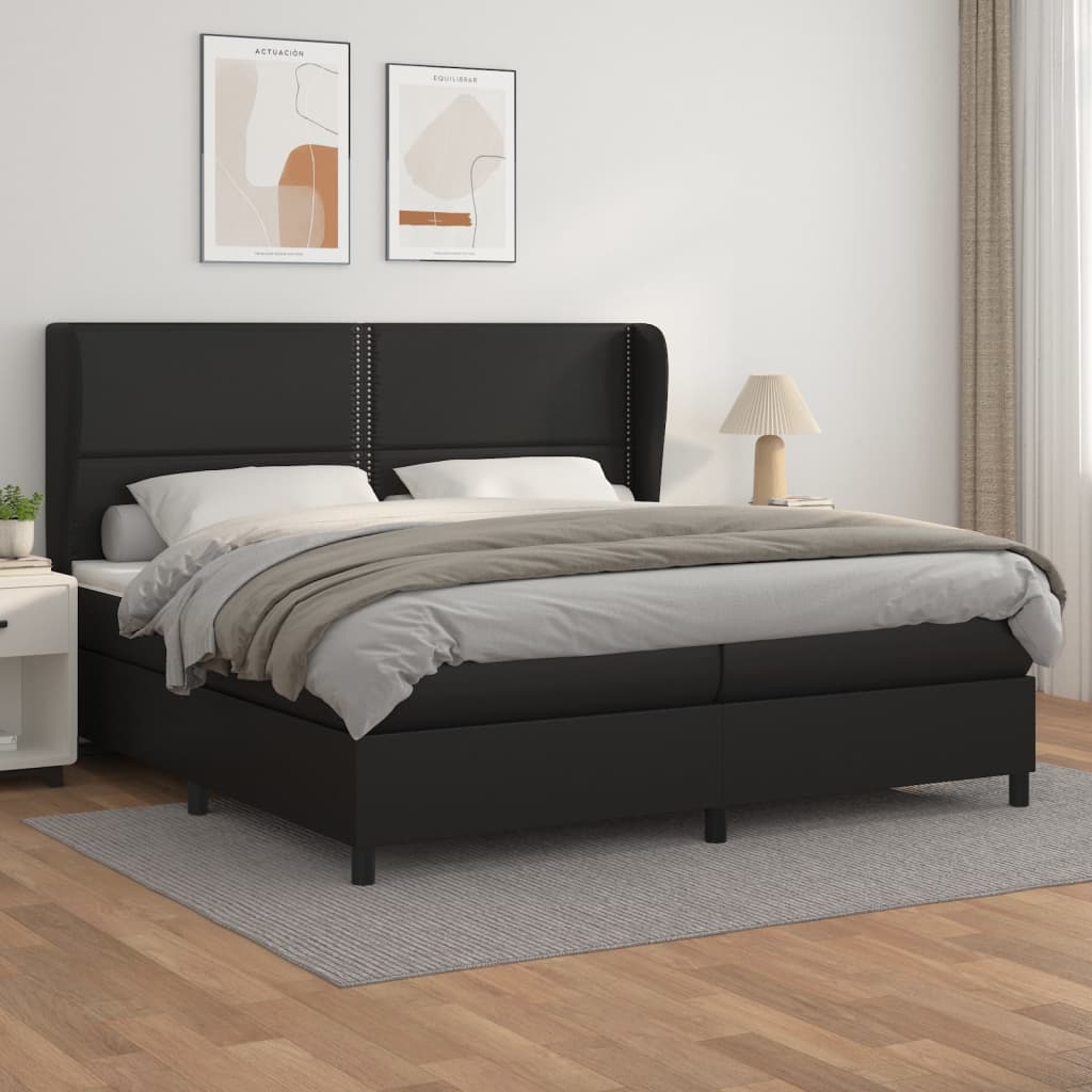 Giroletto a Molle con Materasso Nero 200x200 cm in Similpelle | homemem39