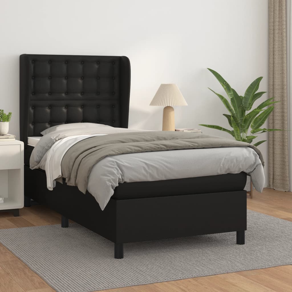 Giroletto a Molle con Materasso Nero 80x200 cm in Similpelle | homemem39