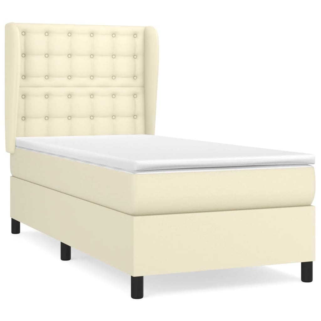 Giroletto a Molle con Materasso Crema 90x190 cm in Similpelle | homemem39