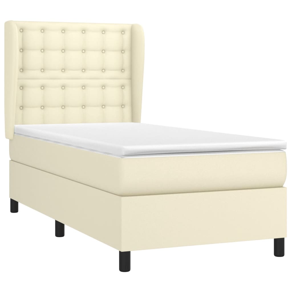 Giroletto a Molle con Materasso Crema 90x190 cm in Similpelle | homemem39