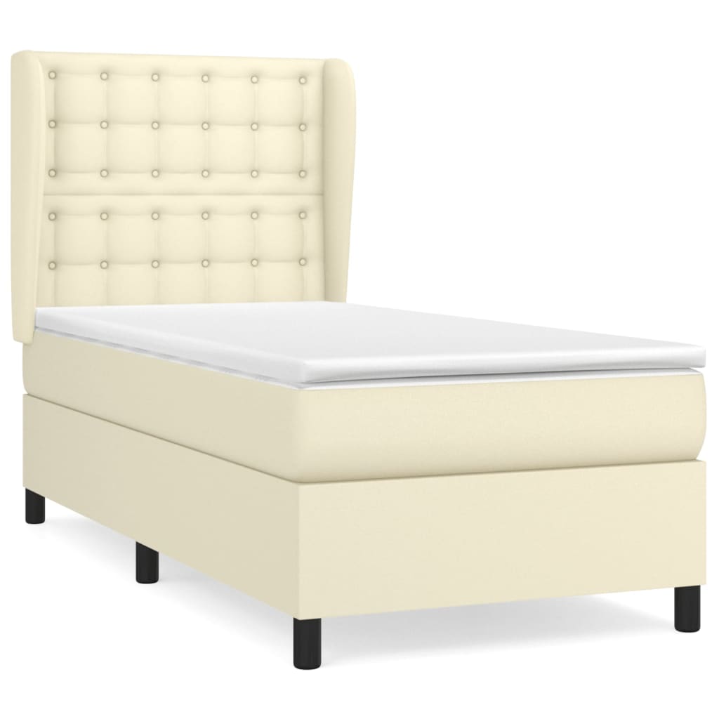 Giroletto a Molle con Materasso Crema 90x200 cm in Similpelle | homemem39