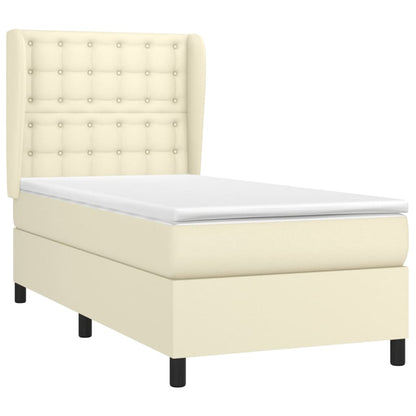 Giroletto a Molle con Materasso Crema 90x200 cm in Similpelle | homemem39