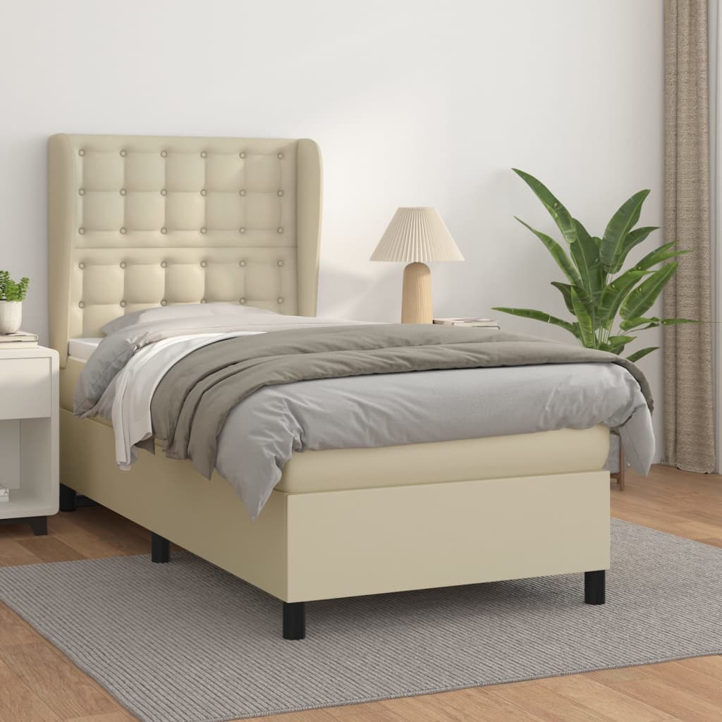 Giroletto a Molle con Materasso Crema 90x200 cm in Similpelle | homemem39