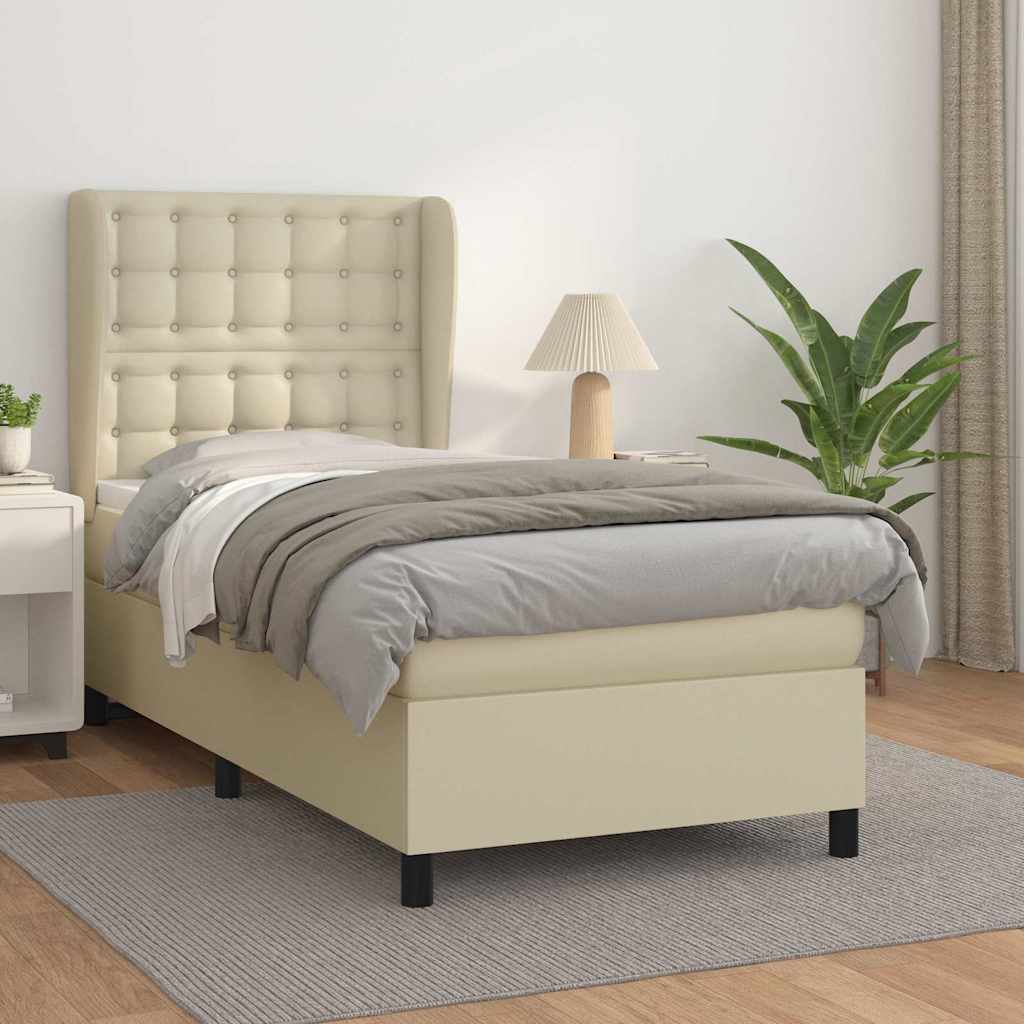 Giroletto a Molle con Materasso Crema 90x200 cm in Similpelle