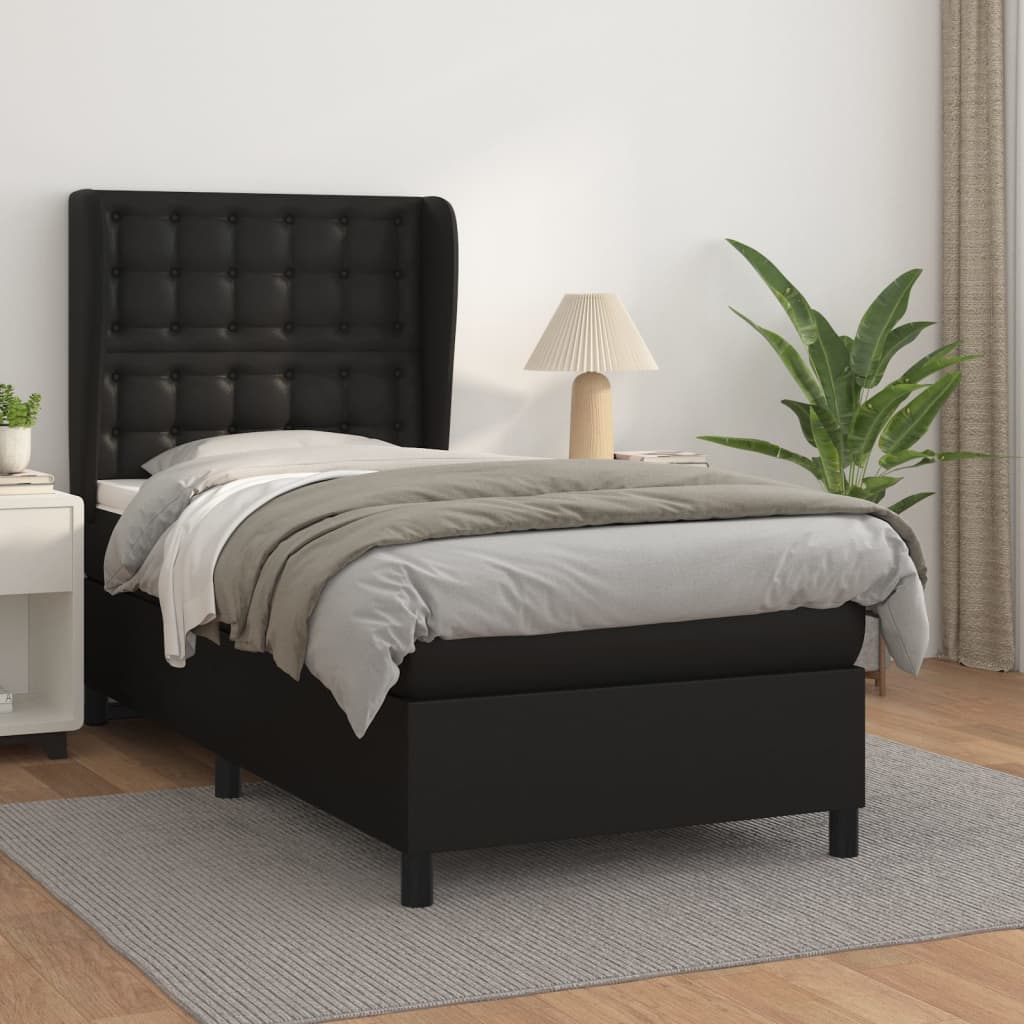 Giroletto a Molle con Materasso Nero 100x200 cm in Similpelle | homemem39