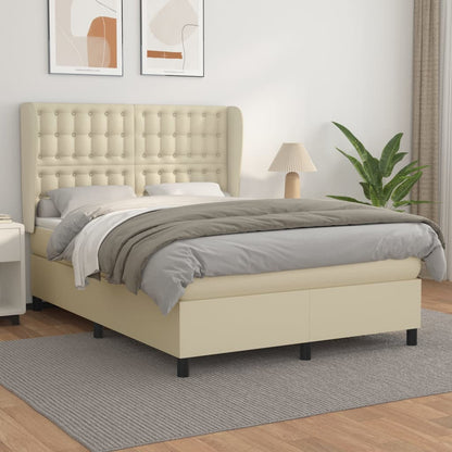 Giroletto a Molle con Materasso Crema 140x190 cm in Similpelle | homemem39