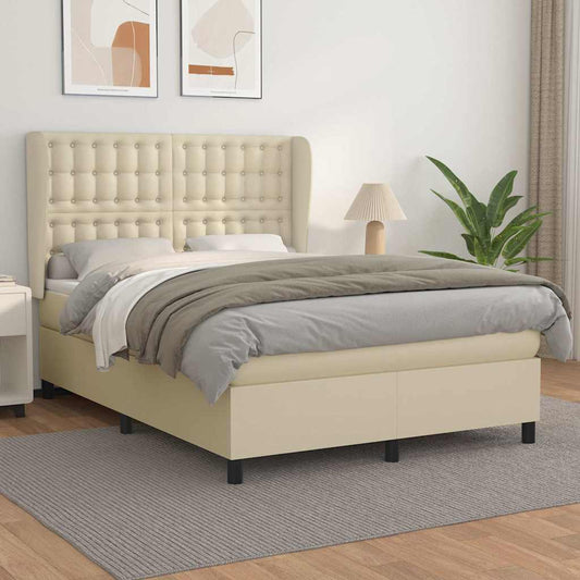 Giroletto a Molle con Materasso Crema 140x190 cm in Similpelle