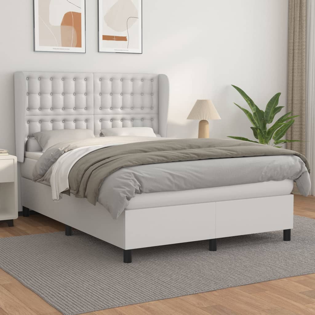 Giroletto a Molle con Materasso Bianco 140x200 cm in Similpelle | homemem39