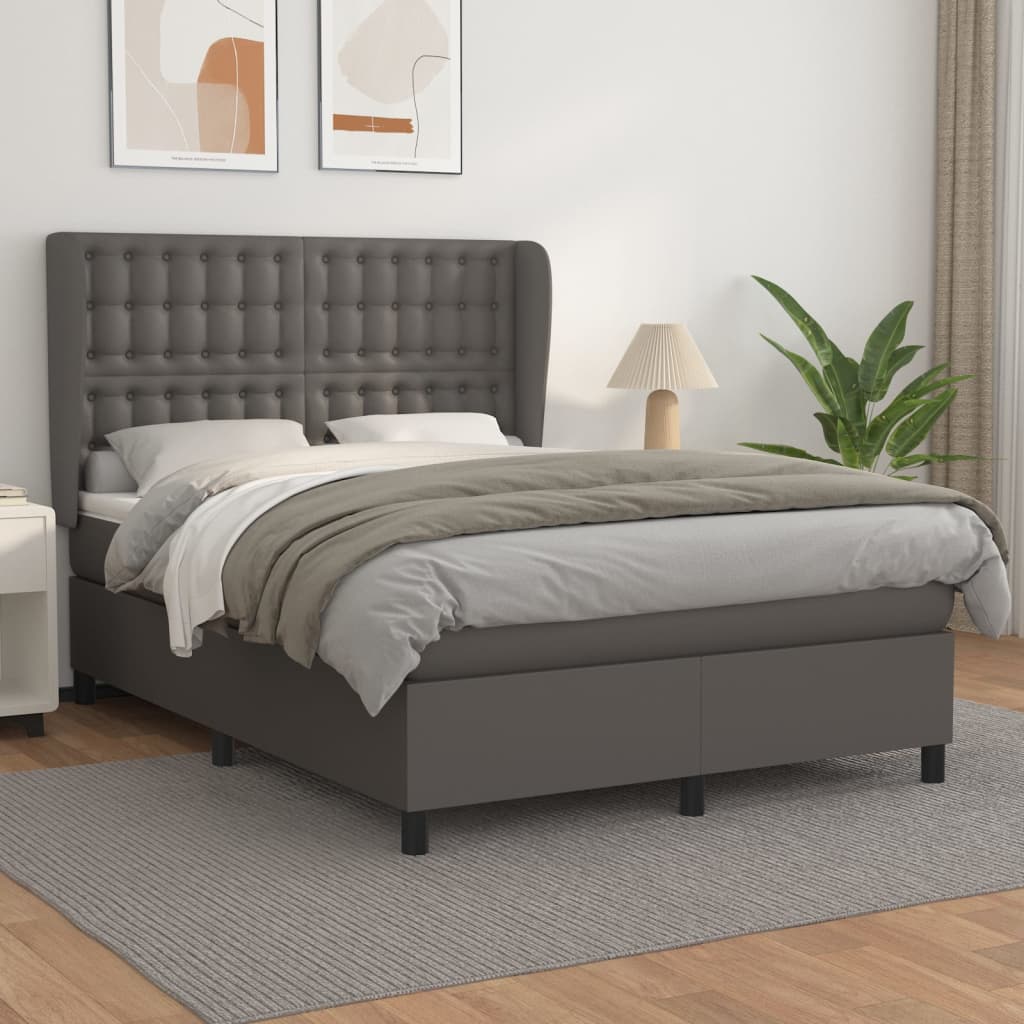 Giroletto a Molle con Materasso Grigio 140x200 cm in Similpelle | homemem39