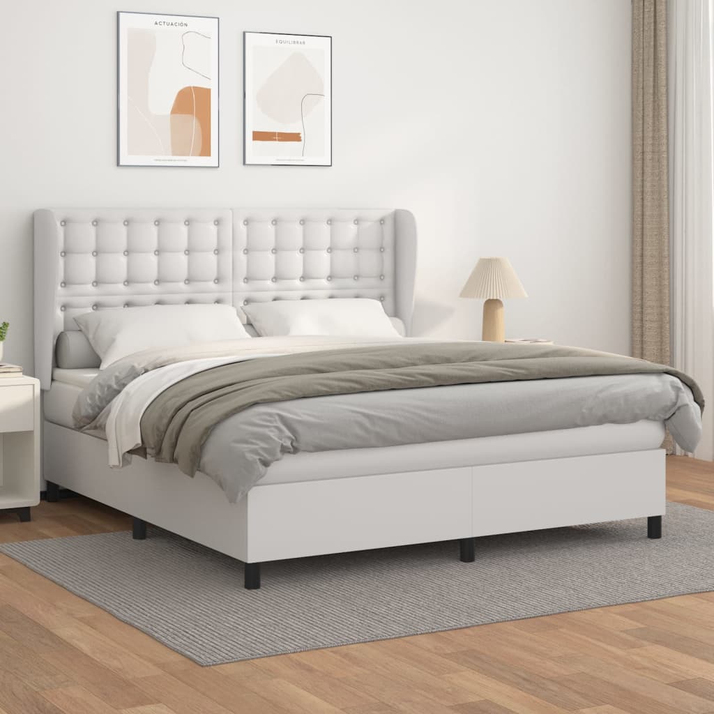 Giroletto a Molle con Materasso Bianco 160x200 cm in Similpelle | homemem39