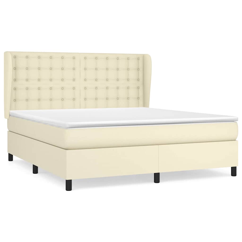 Giroletto a Molle con Materasso Crema 160x200 cm in Similpelle