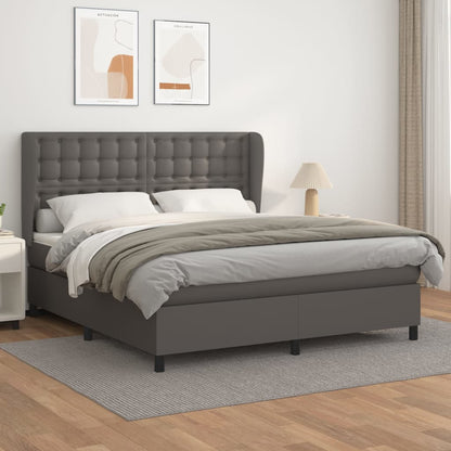 Giroletto a Molle con Materasso Grigio 160x200 cm in Similpelle | homemem39