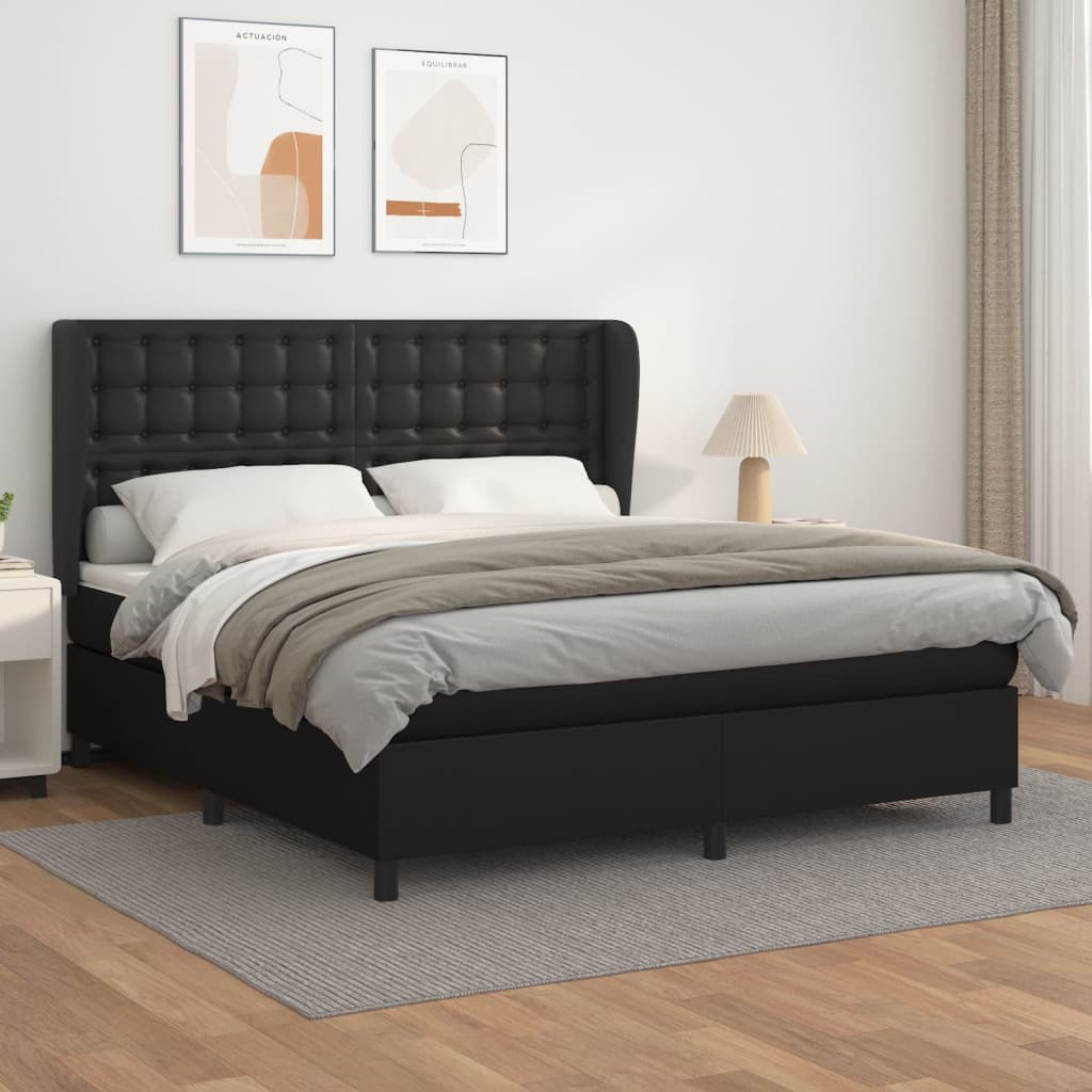 Giroletto a Molle con Materasso Nero 180x200 cm in Similpelle | homemem39
