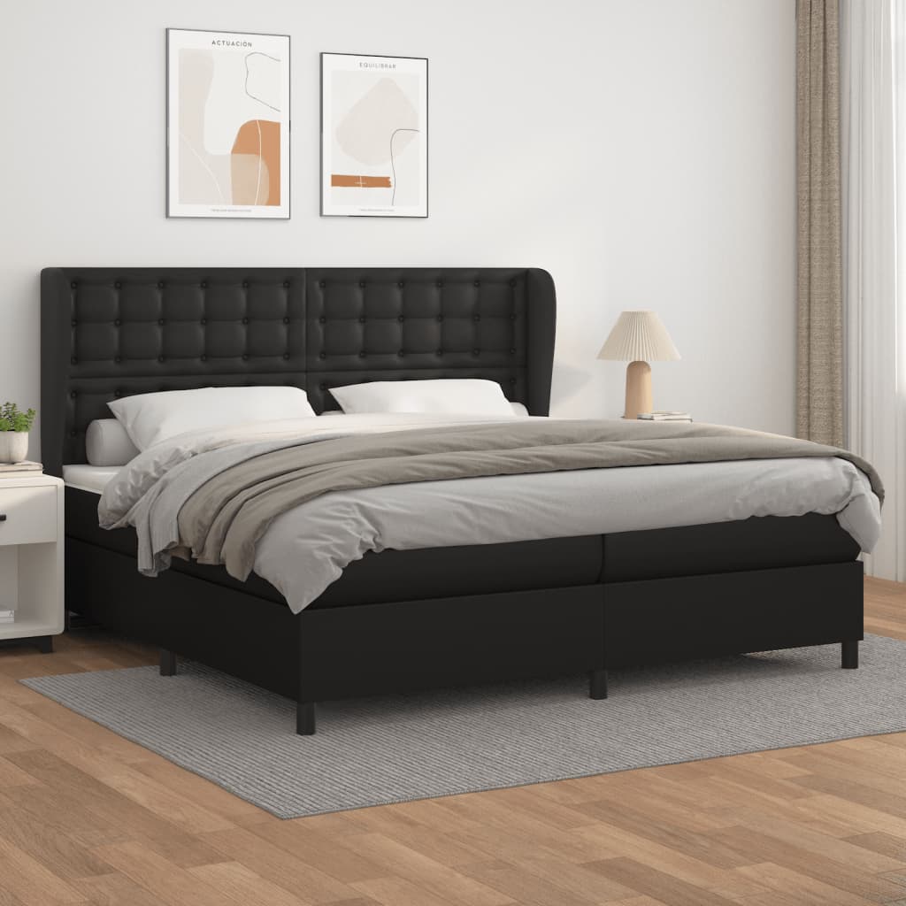 Giroletto a Molle con Materasso Nero 200x200 cm in Similpelle | homemem39