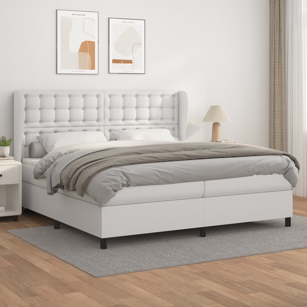 Giroletto a Molle con Materasso Bianco 200x200cm in Similpelle | homemem39