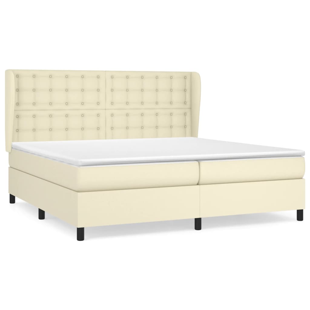 Giroletto a Molle con Materasso Crema 200x200 cm in Similpelle | homemem39