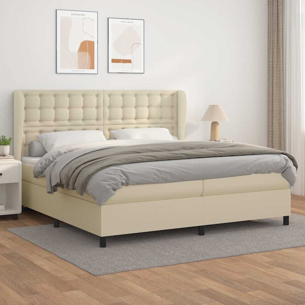 Giroletto a Molle con Materasso Crema 200x200 cm in Similpelle
