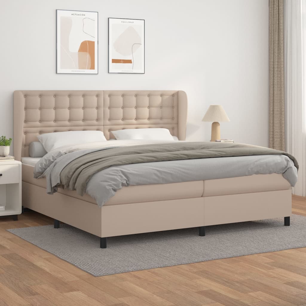 Giroletto a Molle con Materasso Cappuccino 200x200cm Similpelle | homemem39