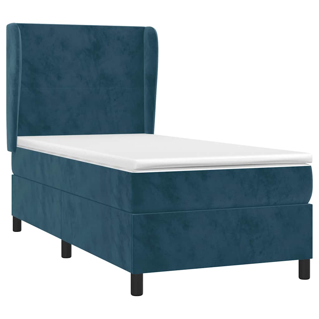 Giroletto a Molle con Materasso Blu Scuro 80x200 cm in Velluto | homemem39