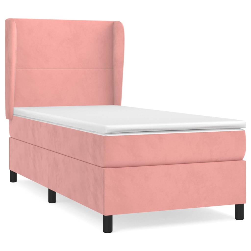 Giroletto a Molle con Materasso Rosa 80x200 cm in Velluto | homemem39