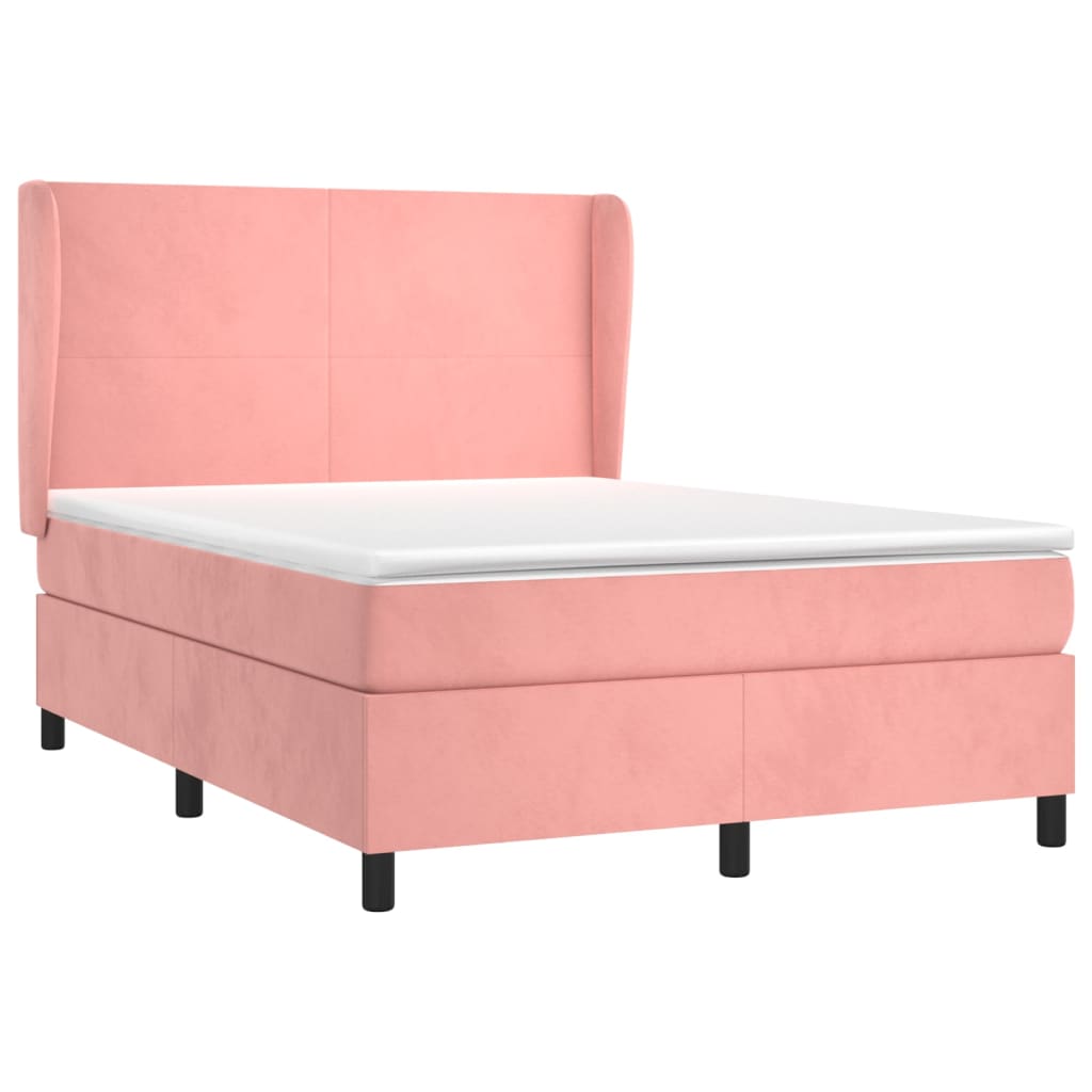 Giroletto a Molle con Materasso Rosa 140x190 cm in Velluto | homemem39