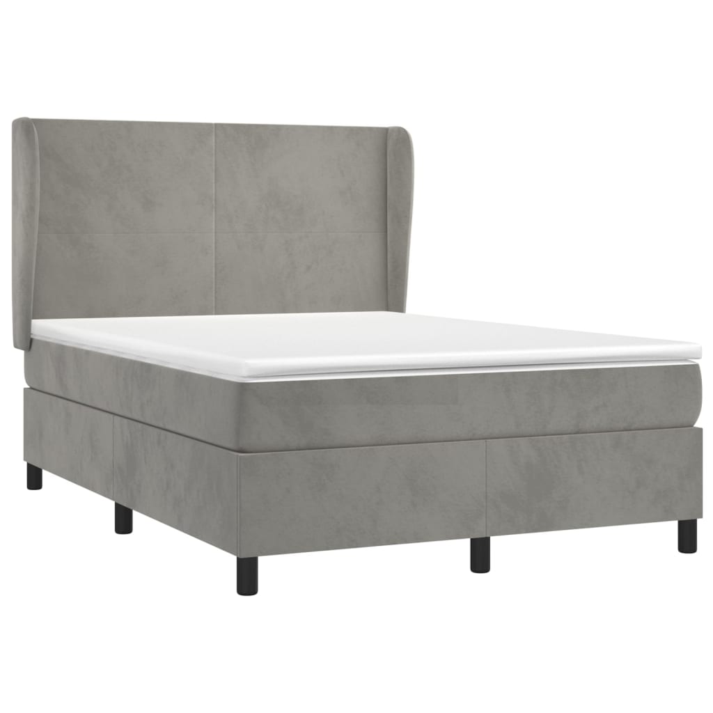 Giroletto a Molle con Materasso Grigio Chiaro 140x200cm Velluto | homemem39