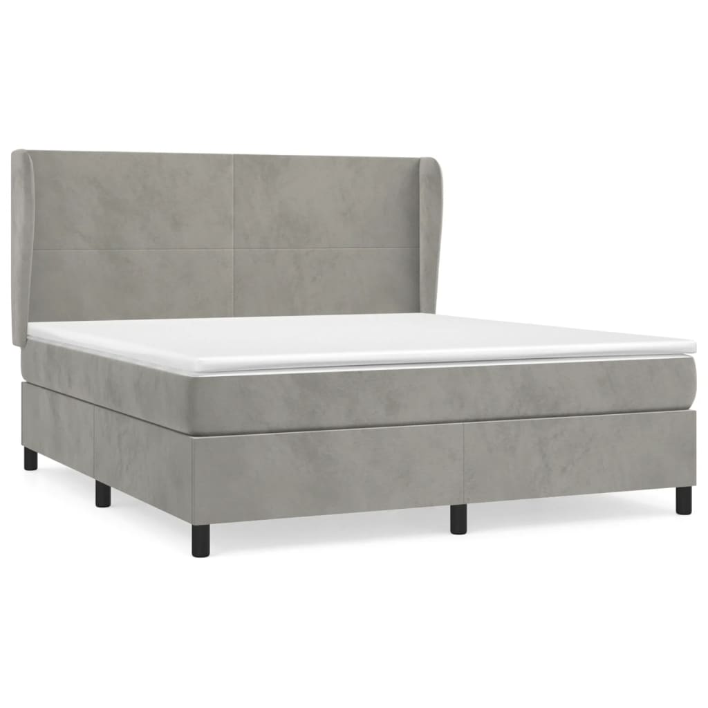 Giroletto a Molle con Materasso Grigio Chiaro 160x200cm Velluto | homemem39